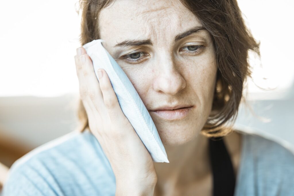 a girl with a toothache