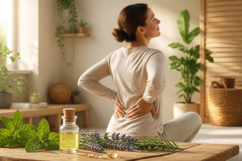 découvrez comment les huiles essentielles peuvent soulager le mal de dos grâce à leurs synergies naturelles pour une douleur apaisée en douceur.