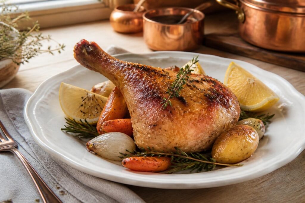 découvrez la recette simple de la cuisse de pintade au four pour une viande tendre et savoureuse, parfaite pour un repas gourmand et facile à préparer.