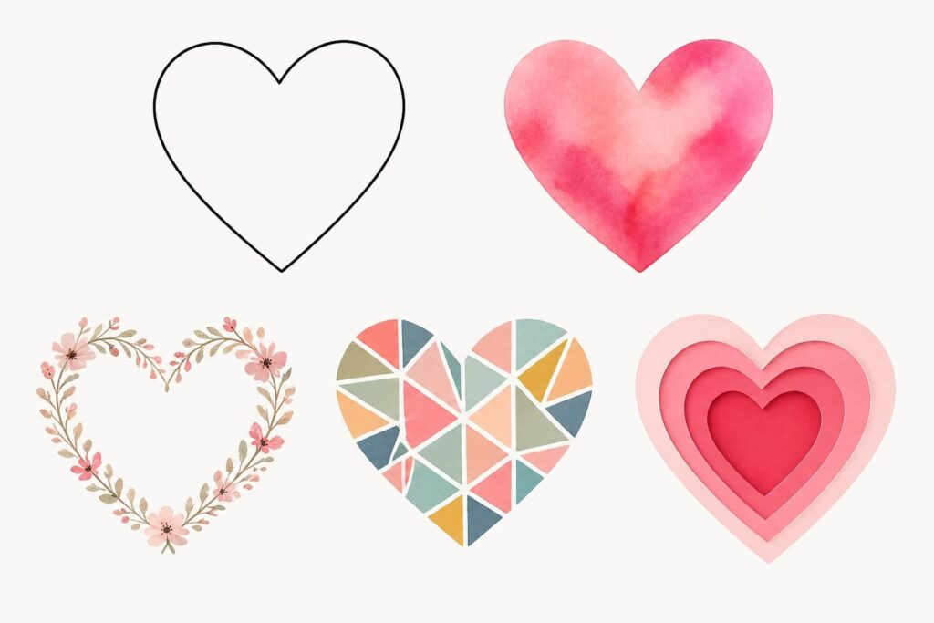 découvrez 5 modèles simples de dessins de cœur à imprimer pour embellir vos cartes et cadeaux avec une touche personnalisée et charmante.