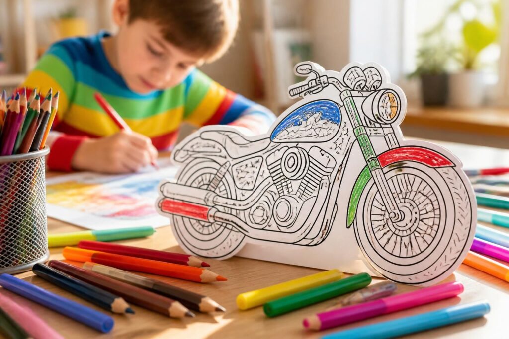 découvrez des astuces pour stimuler la créativité des enfants grâce à des dessins de motos à colorier vivants et amusants.